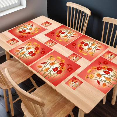 REVEXO Rectangular Pack of 6 Table Placemat(Light Blue, PVC)