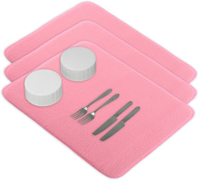 KUBER INDUSTRIES Rectangular Pack of 3 Table Placemat(Pink, Microfibre)
