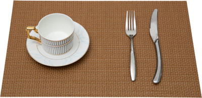 HS WORLD Rectangular Pack of 1 Table Placemat(Brown, PVC)