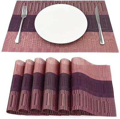 DANSR Rectangular Pack of 6 Table Placemat(Red, Polyester)