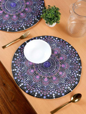 PPP Round Pack of 1 Table Placemat(Purple, Polyester)