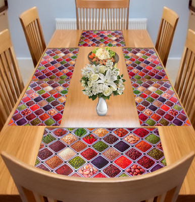 Kanushi Industries Rectangular Pack of 6 Table Placemat(Multicolor, PVC)