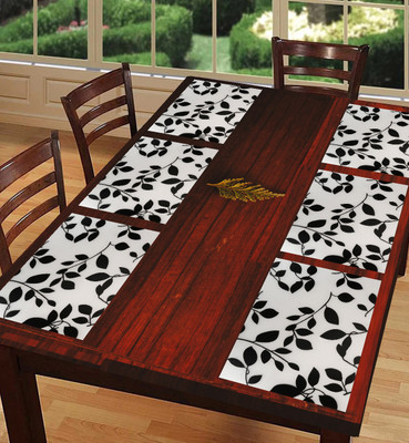 SANRAKSSHAN Rectangular Pack of 6 Table Placemat(Silver, Black, PVC)