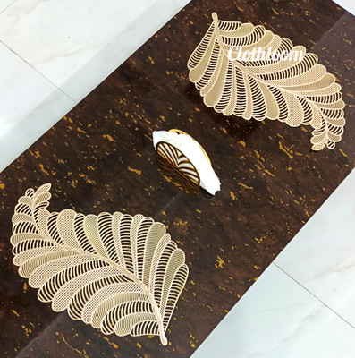 Clothloom Round Pack of 2 Table Placemat(Gold, Polyester)