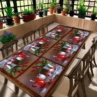 REVEXO Rectangular Pack of 6 Table Placemat(Red, PVC)