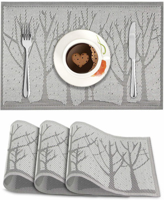 HOKiPO Rectangular Pack of 4 Table Placemat(Grey, PVC)