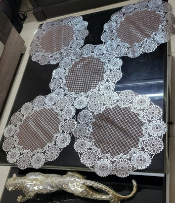DELHI PVC CORP Round Pack of 5 Table Placemat(Brown, Lace)