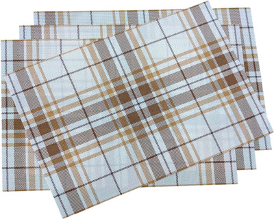 GOOD VIBES Rectangular Pack of 4 Table Placemat(Beige, Brown, PVC)