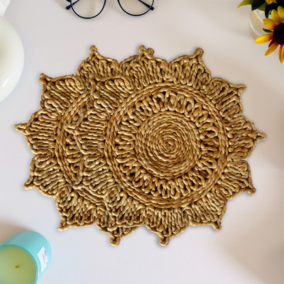 Safeora Global Round Pack of 2 Table Placemat(Beige, Jute)