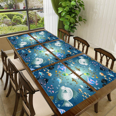 SANRAKSSHAN Rectangular Pack of 6 Table Placemat(Light Blue, PVC)