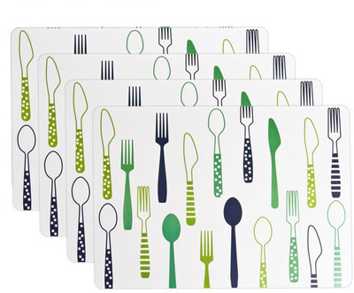Besillia Rectangular Pack of 4 Table Placemat(Green, Plastic)