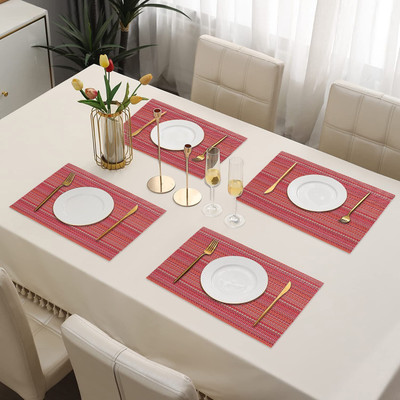 DPA Collection Rectangular Pack of 4 Table Placemat(Red, PVC)