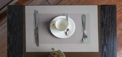 Aparajithaa Rectangular Pack of 1 Table Placemat(Grey, Cotton)