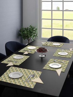 Saral Home Rectangular Pack of 6 Table Placemat(Green, Cotton)
