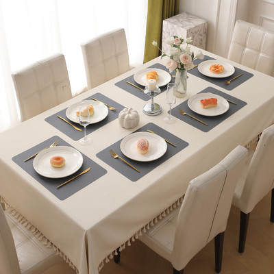 HOKiPO Rectangular Pack of 6 Table Placemat(Grey, Leather)
