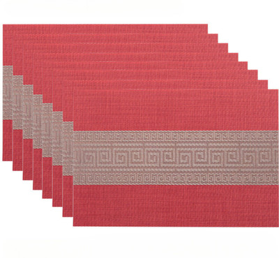 Bhaguji Rectangular Pack of 8 Table Placemat(Red, PVC)
