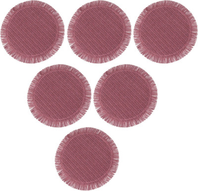 TIED RIBBONS Round Pack of 6 Table Placemat(Maroon, Plastic)