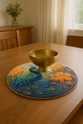 PPP Round Pack of 1 Table Placemat(Multicolor, Polyester)