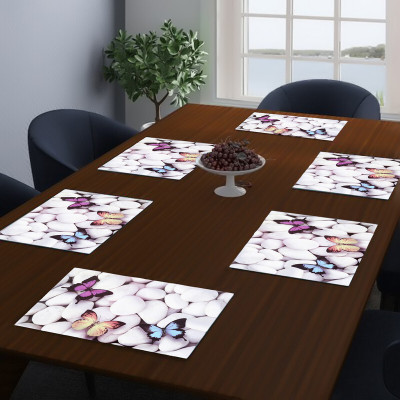 DPA Collection Rectangular Pack of 6 Table Placemat(White, Grey, PVC)