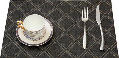 HS WORLD Rectangular Pack of 1 Table Placemat(Black, PVC)