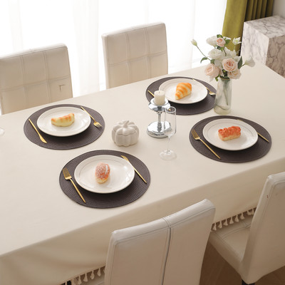 HOKiPO Round Pack of 4 Table Placemat(Brown, Polypropylene)