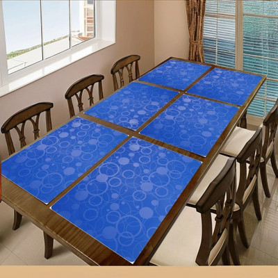 REVEXO Rectangular Pack of 6 Table Placemat(Blue, PVC)