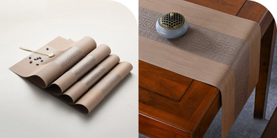 Tabletext Rectangular Pack of 5 Table Placemat(Brown, PVC)