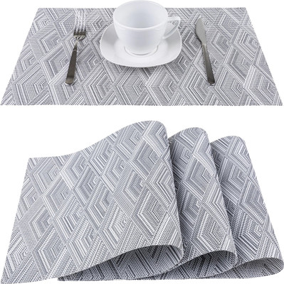 KitchEase Rectangular Pack of 3 Table Placemat(Black, White, PVC)