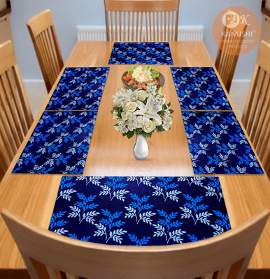Kanushi Industries Rectangular Pack of 6 Table Placemat(Blue, PVC)