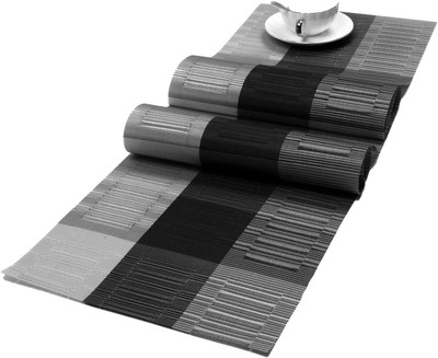 NTBAY Rectangular Pack of 1 Table Placemat(Black, Grey, PVC, Polyester)