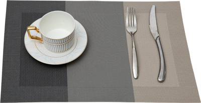 HS WORLD Rectangular Pack of 1 Table Placemat(Grey, PVC)