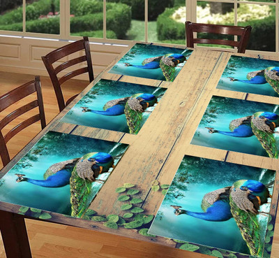 Dakshya Industries Rectangular Pack of 6 Table Placemat(Green, PVC)