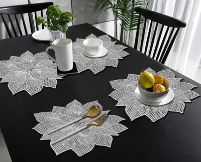 DPA Collection Round Pack of 4 Table Placemat(Silver, PVC)
