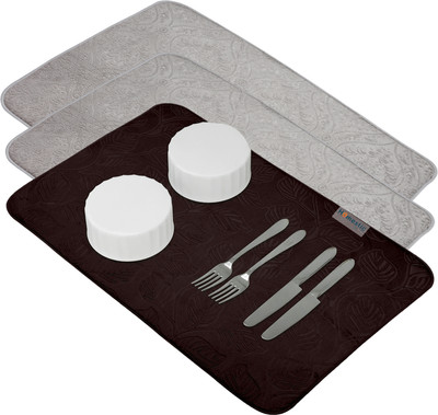 HOMESTIC Rectangular Pack of 3 Table Placemat(Multicolor, Microfibre)