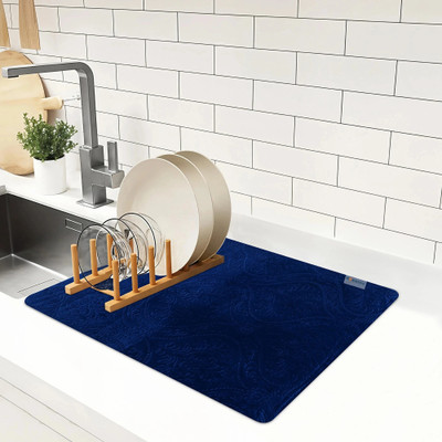 HOMESTIC Rectangular Pack of 1 Table Placemat(Blue, Microfibre)