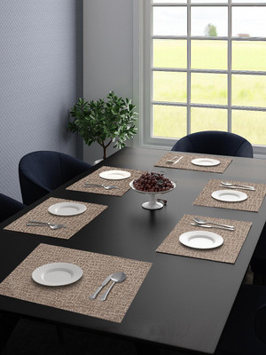 Saral Home Rectangular Pack of 6 Table Placemat(Beige, Velvet)