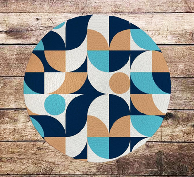 Onlyone1 Round Pack of 2 Table Placemat(White, Blue, Polyester)