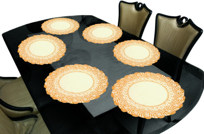 Univara Round Pack of 6 Table Placemat(Gold, PVC)