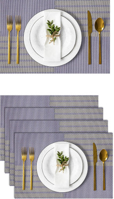 YELONA Rectangular Pack of 4 Table Placemat(Purple, Grey, PVC)