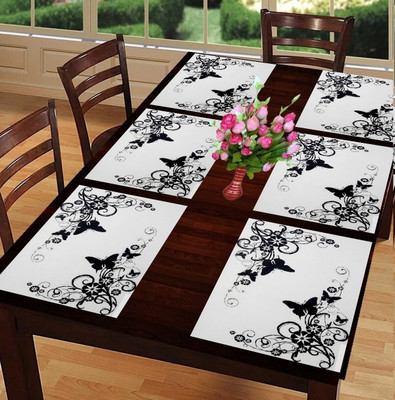 Flipkart SmartBuy Rectangular Pack of 6 Table Placemat(Black, PVC)