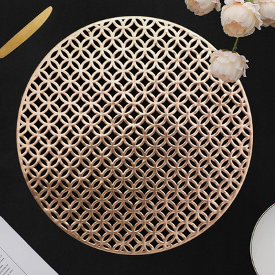 Dakshya Industries Round Pack of 2 Table Placemat(Gold, PVC)
