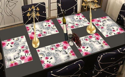 REVEXO Rectangular Pack of 6 Table Placemat(Multicolor, PVC)