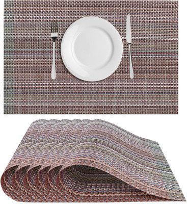 DPA Collection Rectangular Pack of 6 Table Placemat(Brown, PVC)