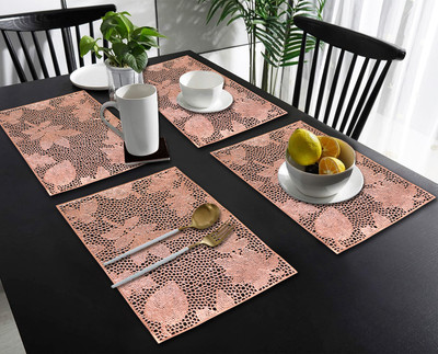 Dakshya Industries Rectangular Pack of 4 Table Placemat(Brown, PVC)