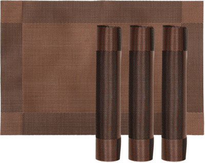 KUBER INDUSTRIES Rectangular Pack of 4 Table Placemat(Brown, PVC)