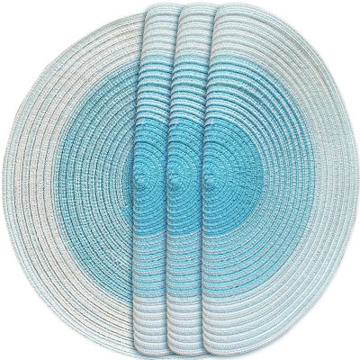 HEXONIQ Round Pack of 4 Table Placemat(Light Blue, Cotton)