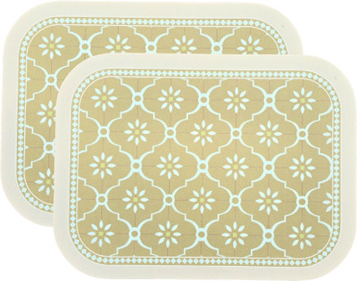 Lellow Rectangular Pack of 2 Table Placemat(Light Green, Beige, Leather)