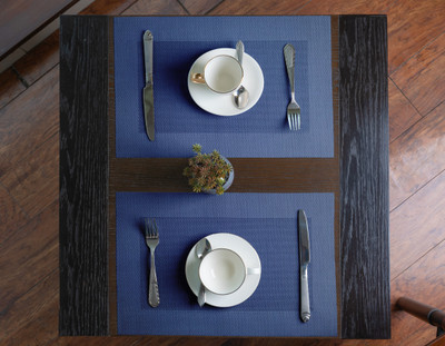Aparajithaa Rectangular Pack of 2 Table Placemat(Blue, Cotton)