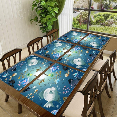REVEXO Rectangular Pack of 6 Table Placemat(White, Black, PVC)