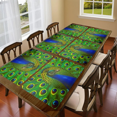 REVEXO Rectangular Pack of 6 Table Placemat(Green, PVC)